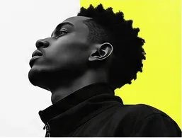 Open photo Black and white portrait against an electric yellow backdrop